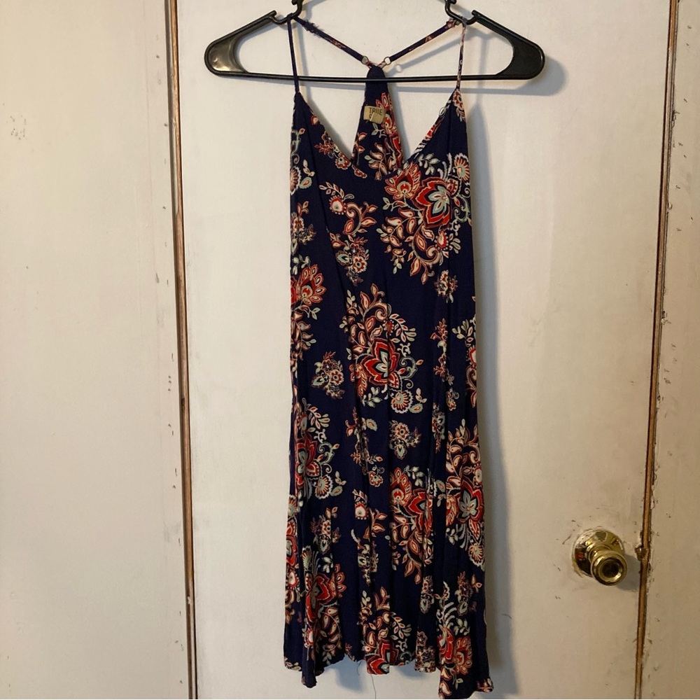 True Craft Navy Floral Flowy Dress